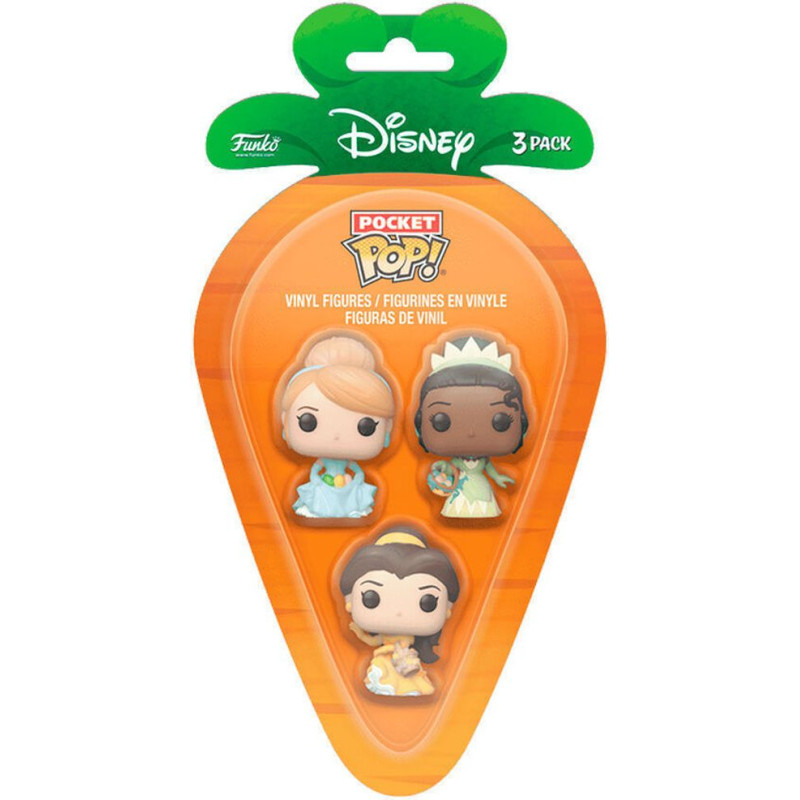 Funko 3-Pack Carrot Pocket Pop!: Disney Princess - Cinderella / Tiana / Bella Vinyl Figures