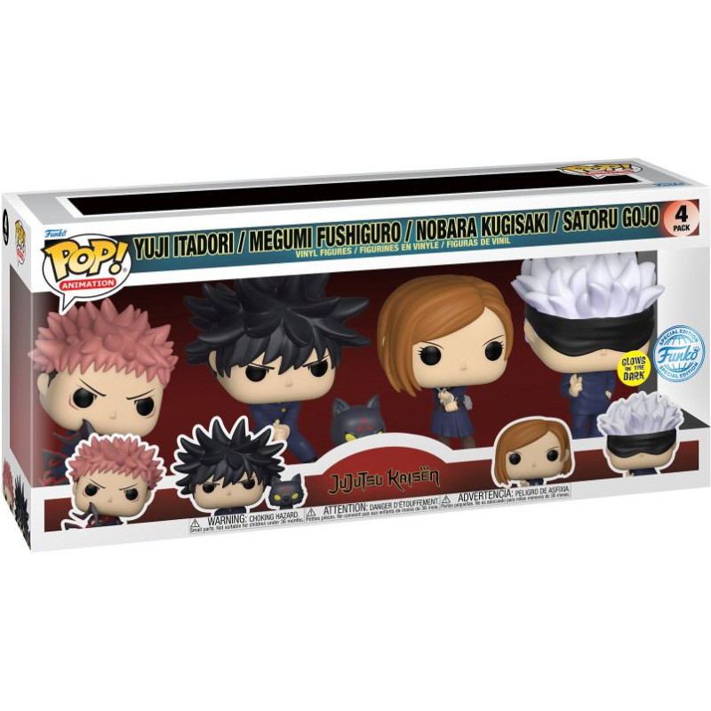 Funko Pop! 4-Pack Animation Jujutsu Kaisen S1 - Yuji Itadori / Megumi Fushiguro / Nobara Kugisaki / Satoru Gojo (Glows in the Dark) (Special Edition) Vinyl Figures