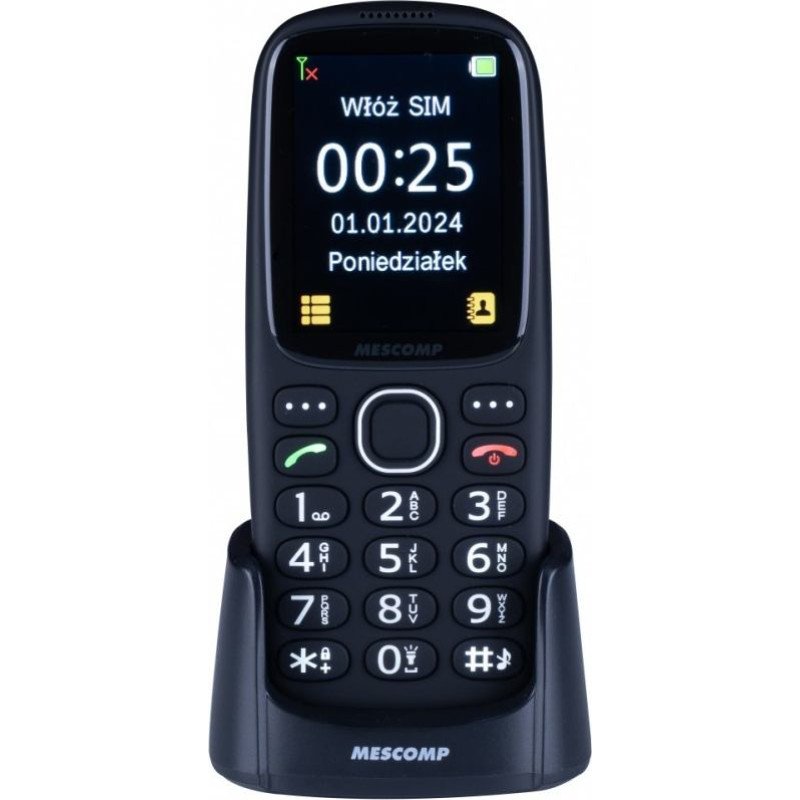 Mesmed Telefon komórkowy dla seniorów mescomp mt-166 edgar elegant 4gb