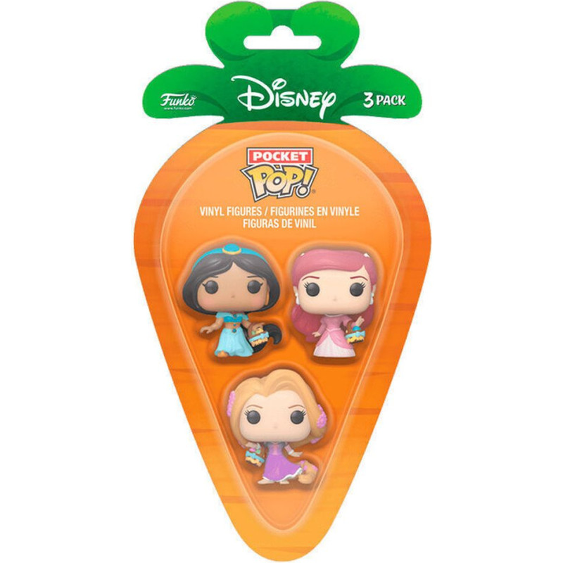 Funko 3-Pack Carrot Pocket Pop!: Disney Princess Jasmine / Rapunzel / Ariel Vinyl Figures