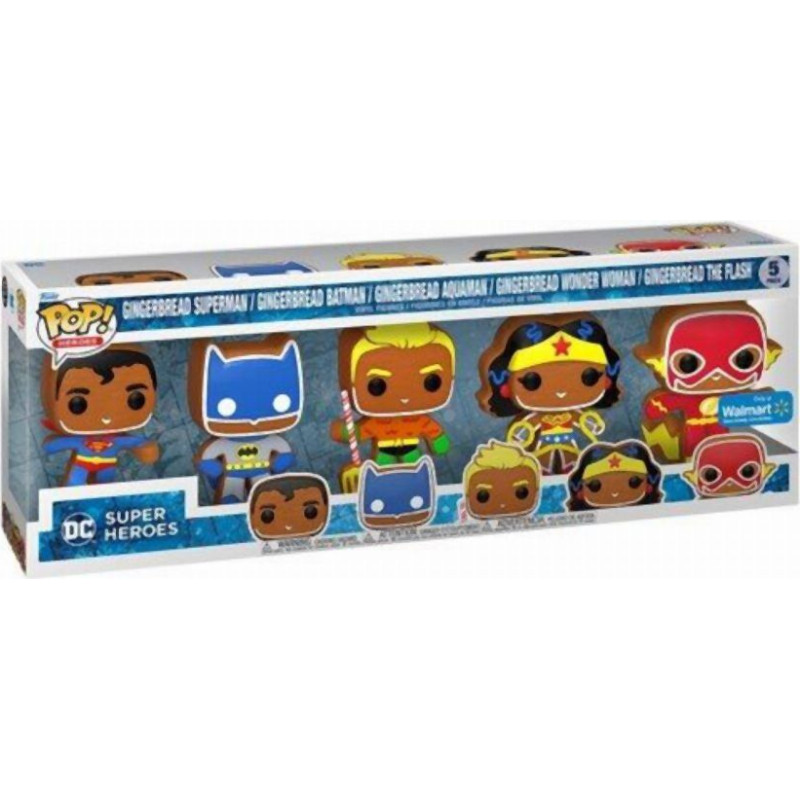 Funko Pop! 5-Pack Heroes: DC Super Heroes - Gingerbread Superman / Gingerbread Batman / Gingerbread Aquaman / Gingerbread Wonder Woman / Gingerbread The Flash (Special Edition) Vinyl Figures