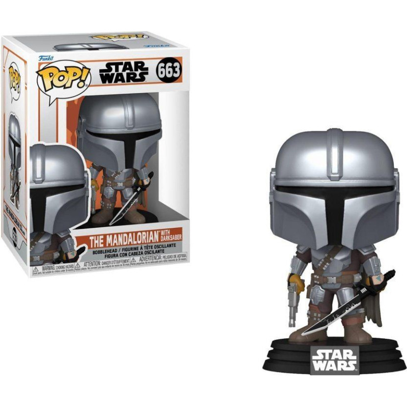 Funko Pop! Disney Star Wars: The Mandalorian - The Mandalorian with Darksaber #663 Bobble-Head Vinyl Figure