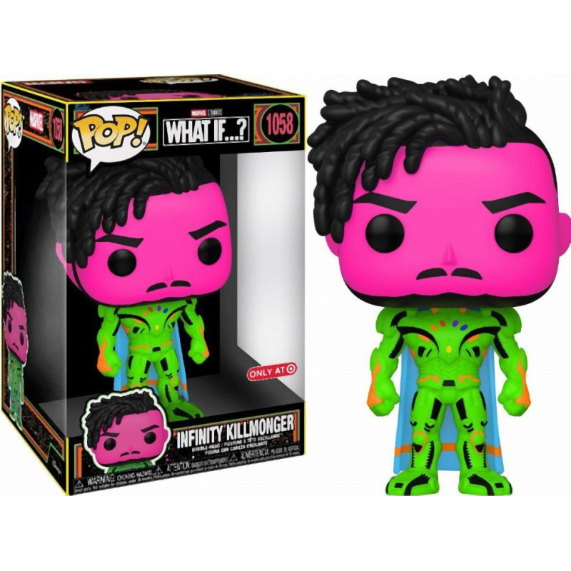 Funko Pop! Marvel Jumbo: What If...? - Infinity Killmonger (Blacklight) (Special Edition) #1058 Bobble-Head Vinyl Figure (10)