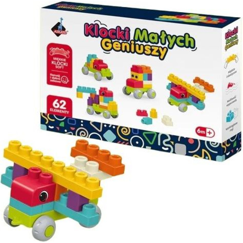 Askato Klocki małych geniuszy - soft 62 elementy