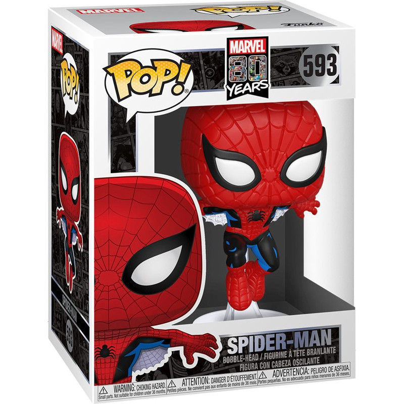 Funko Pop! Marvel 80 Years: Spider-Man (First Appearance) #593 Bobble-Head Vinyl Figure