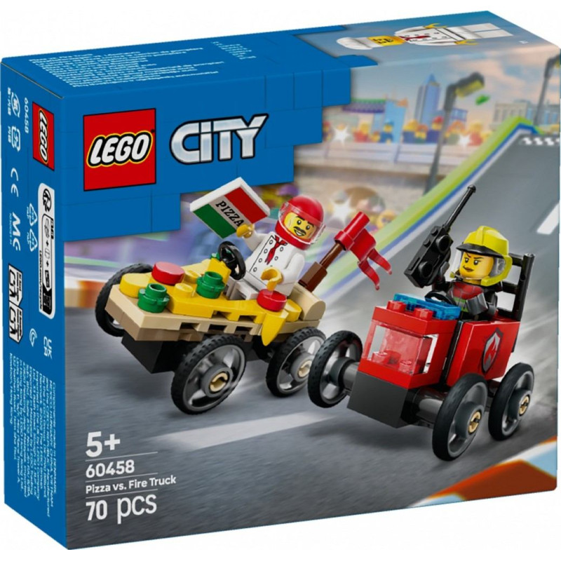 Lego Klocki city 60458 zestaw wyścigówek: pizza kontra wóz strażacki