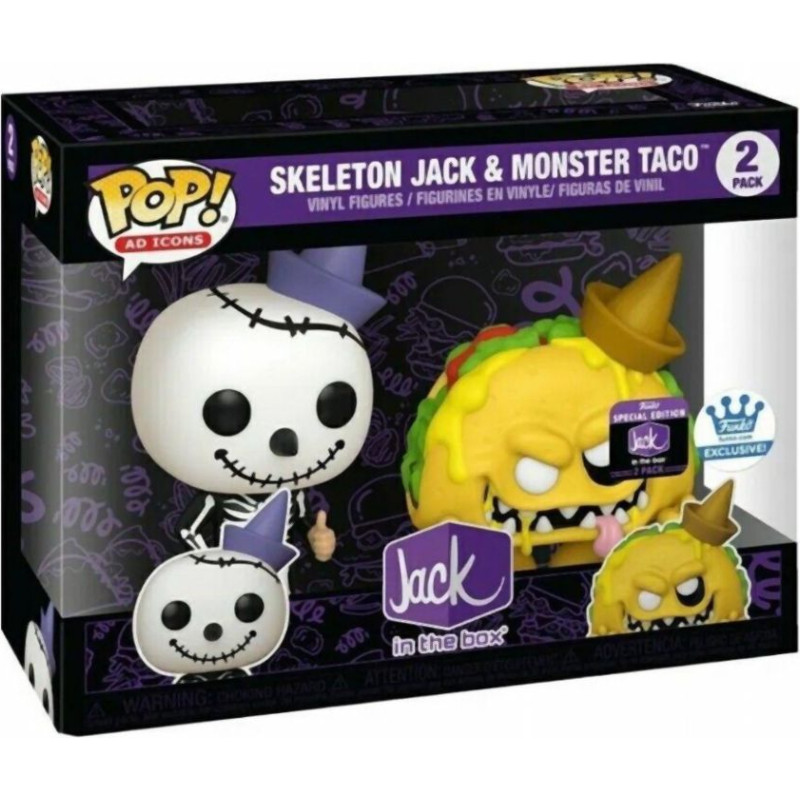 Funko Pop! 2-Pack Ad Icons: Jack in the Box - Skeleton Jack  Monster Taco (Special Edition) Vinyl Figures