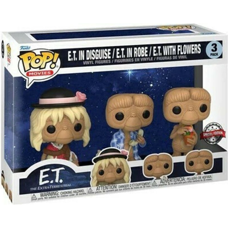 Funko Pop! 3-Pack Movies: E.T. - E.T. in Disguise / E.T. in Robe / E.T. with Flowers (Special Edition) Vinyl Figures