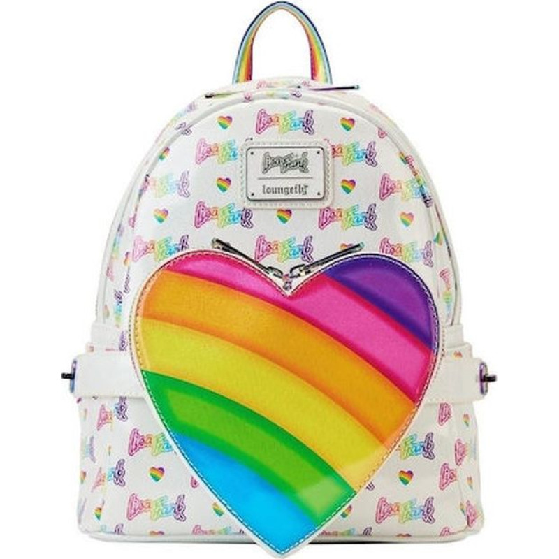 Loungefly Lisa Frank - Logo Heart Detachable Rainbow Bag Mini Backpack (LSFBK0005)