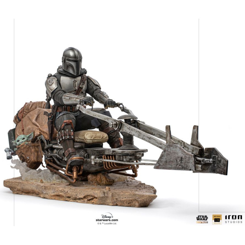 Iron Studios Deluxe: The Mandalorian - Mando on Speederbike Art Scale Statue (1/10) (LUCSWR48721-10)