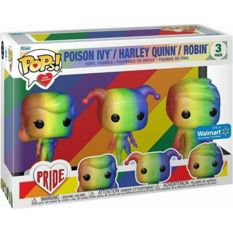 Funko Pops! with Purpose DC Pride: 3-Pack Heroes - Poison Ivy, Harley Quinn, Robin (Special Edition) Vinyl Figure