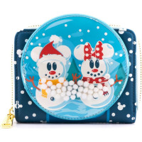 Loungefly Disney Snowman Mickey Minnie Snow Globe Zip Around Wallet (WDWA1786)