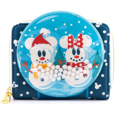 Loungefly Disney Snowman Mickey Minnie Snow Globe Zip Around Wallet (WDWA1786)