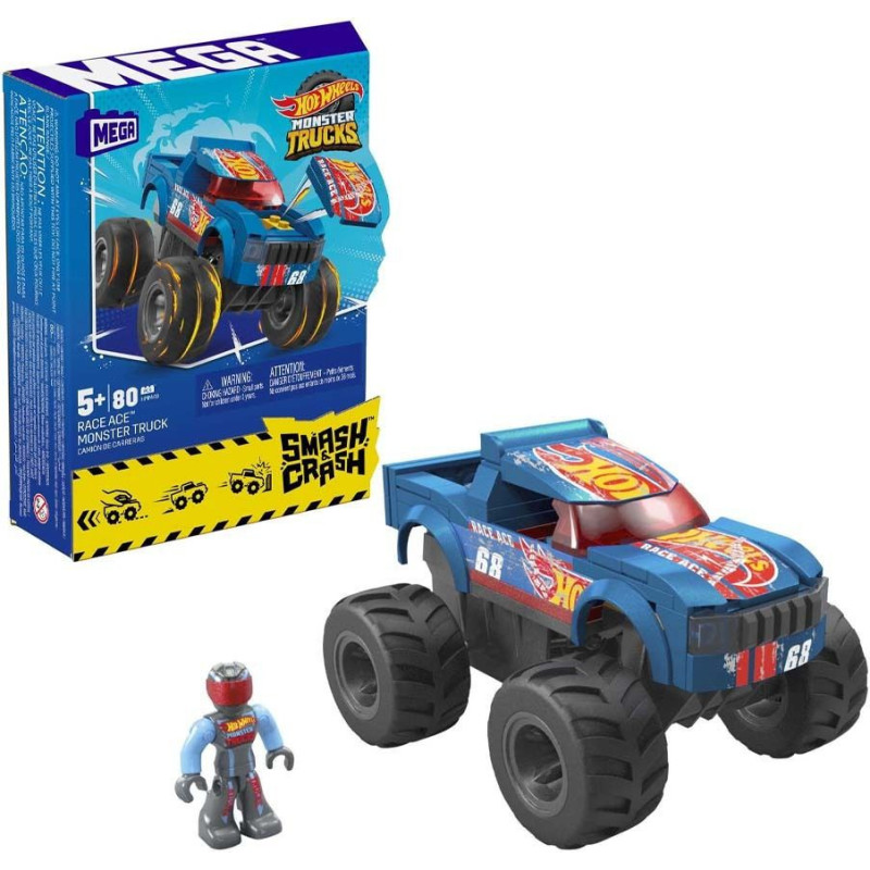 Mattel Mega Hot Wheels Monster Trucks: Smash  Crash - Race Ace Monster Truck (HMM49)