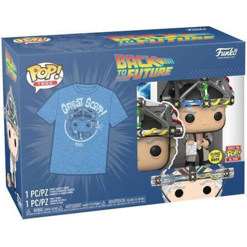 Funko Pocket Pop!  Tee (Adult): Back to the Future - Doc with Helmet (Glows in the Dark) Vinyl Figure  T-Shirt (M)