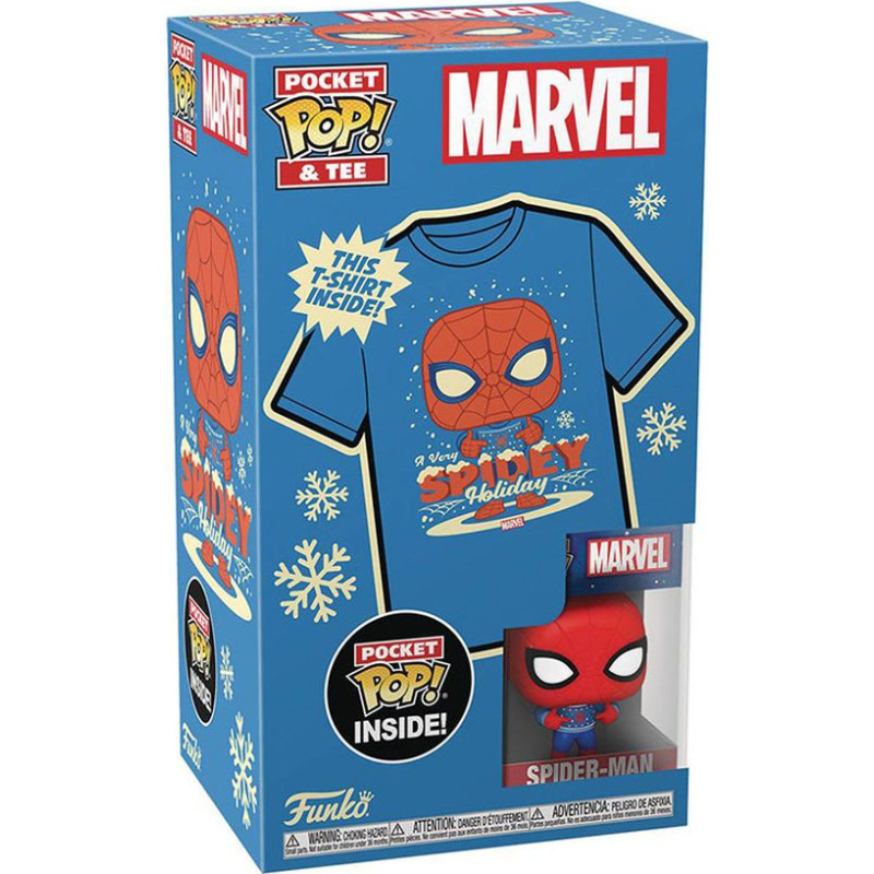 Funko Pocket Pop!  Tee (Child): Marvel - Holiday Spiderman Vinyl Figure  T-Shirt (S)