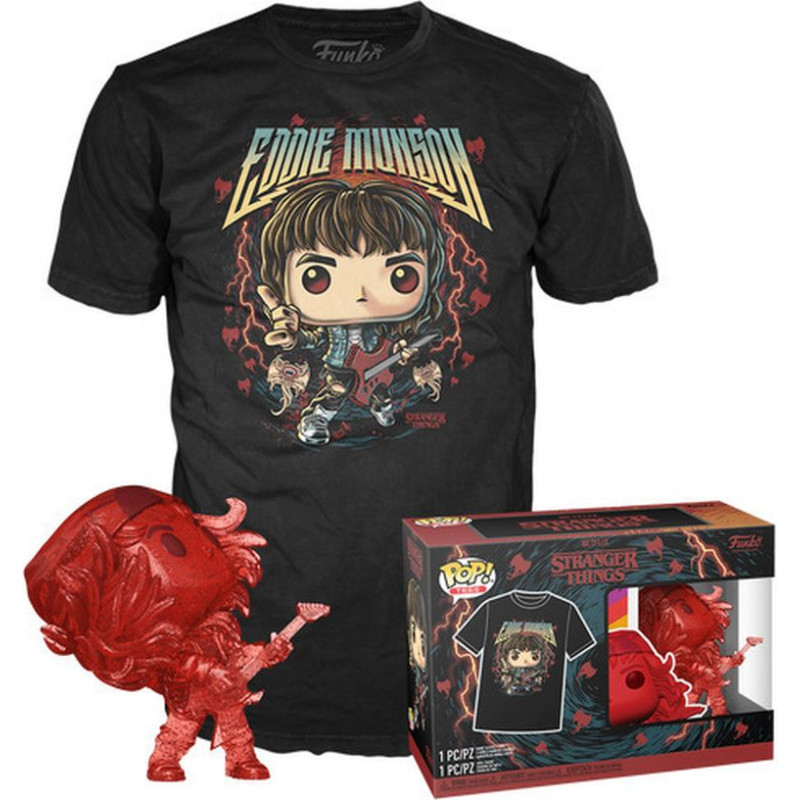 Funko Pop!  Tee (Adult): Stranger Things - Hunter Eddie with Guitar Vinyl Figure  T-Shirt (L)