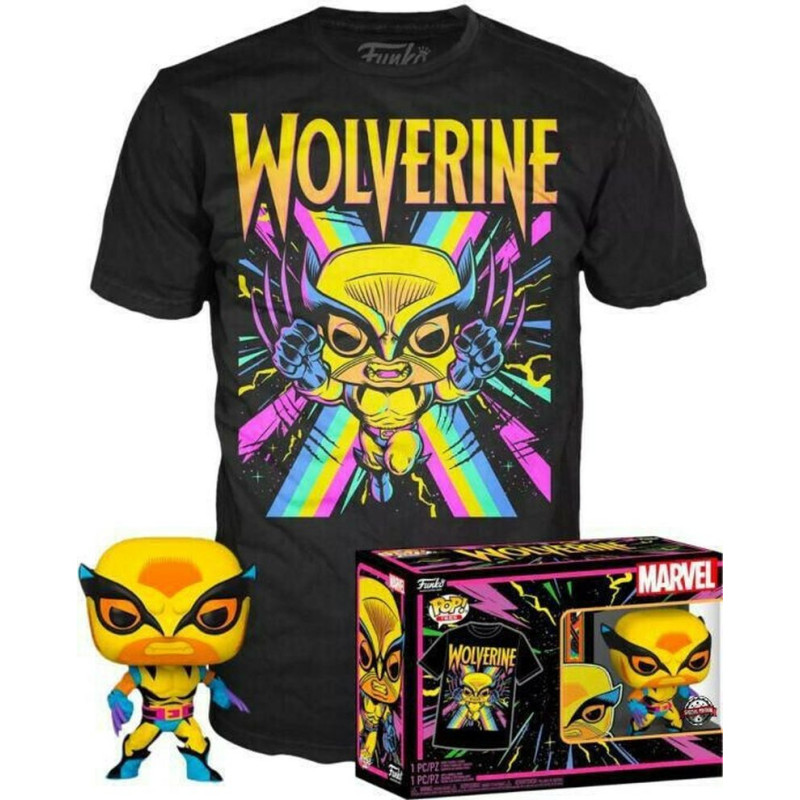 Funko Pop! Tees: Marvel X-Men Wolverine (Blacklight) (Special Edition) #802 Bobble Head Vinyl Figure  T-Shirt - M