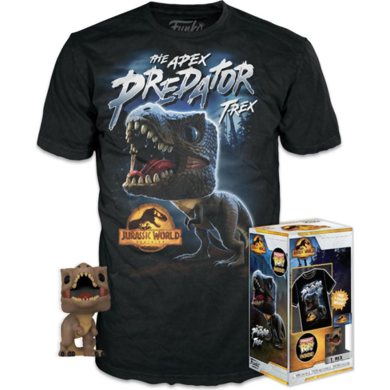 Funko Pocket Pop!  Tee (Child): Jurassic World Dominion - T-Rex Vinyl Figure and T Shirt (M)