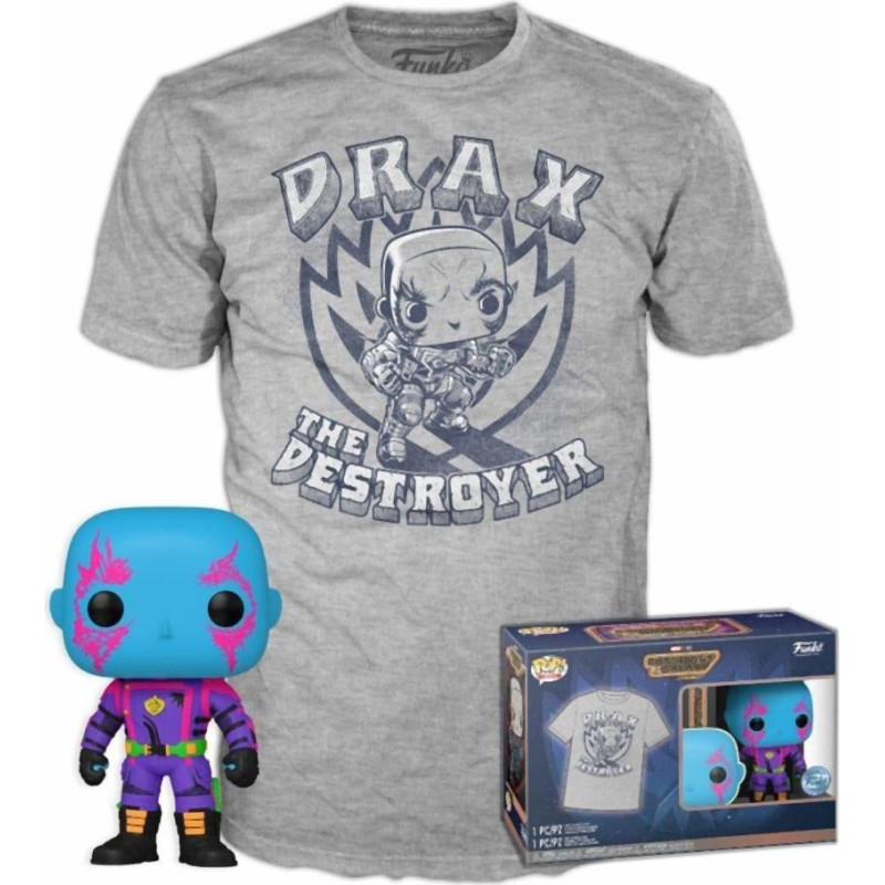 Funko Pop!  Tee (Adult): Marvel Guardians of the Galaxy Volume 3 - Drax (Blacklight) (Special Edition) Vinyl Figure and T-Shirt (XL)