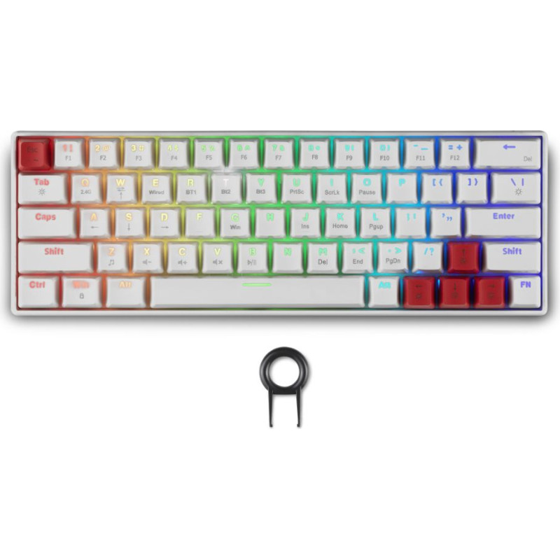 Enarxis Dynamic Media Spartan Gear - Pegasus 2 RGB Wired  Wireless 63 keys Mechanical Gaming Keyboard (color: White)