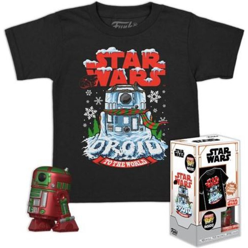 Funko Pocket Pop!  Tee (Child) Disney: Star Wars - Holiday R2-D2 (Metallic) Vinyl Figure  T-Shirt (S)