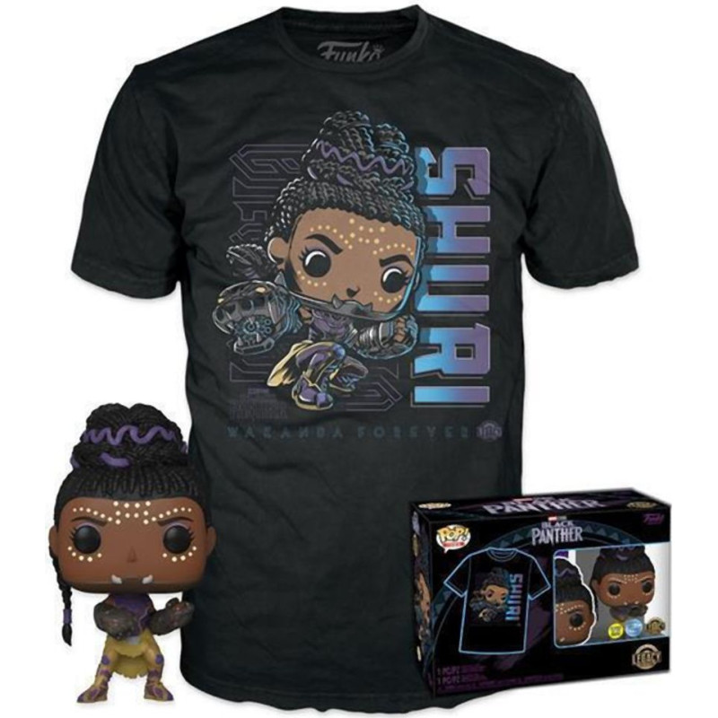 Funko Pop!  Tees (Adult): Marvel Black Panther - Shuri (Glows in the Dark) Bobble-Head Vinyl Figure  T-Shirt (L)