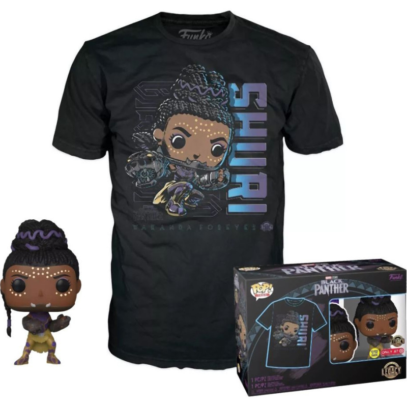 Funko Pop!  Tees (Adult): Marvel Black Panther - Shuri (Glows in the Dark) Bobble-Head Vinyl Figure  T-Shirt (M)