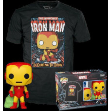 Funko Pop!  Tee (Adult): Marvel - Holiday Iron Man (Glows in the Dark) Vinyl Figure  T-Shirt (L)