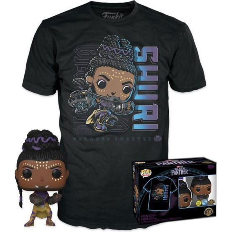 Funko Pop!  Tees (Adult): Marvel Black Panther - Shuri (Glows in the Dark) Bobble-Head Vinyl Figure  T-Shirt (S)