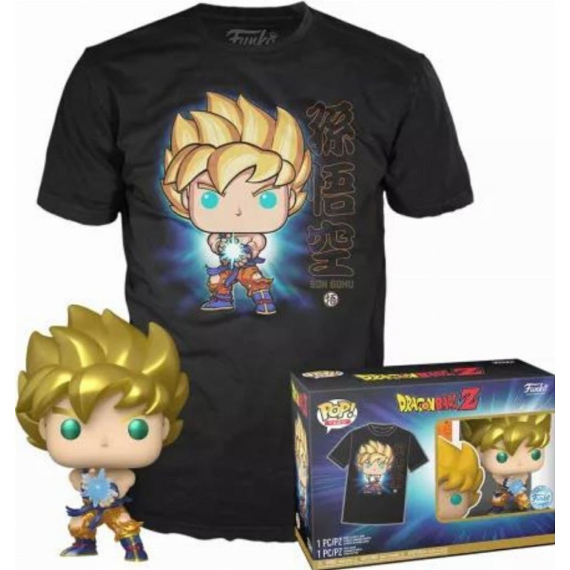 Funko Pop!  Tee (Adult): Dragon Ball Z - Goku (Wave) (Glows in the Dark) (Special Edition)Vinyl Figure  T-Shirt (L)