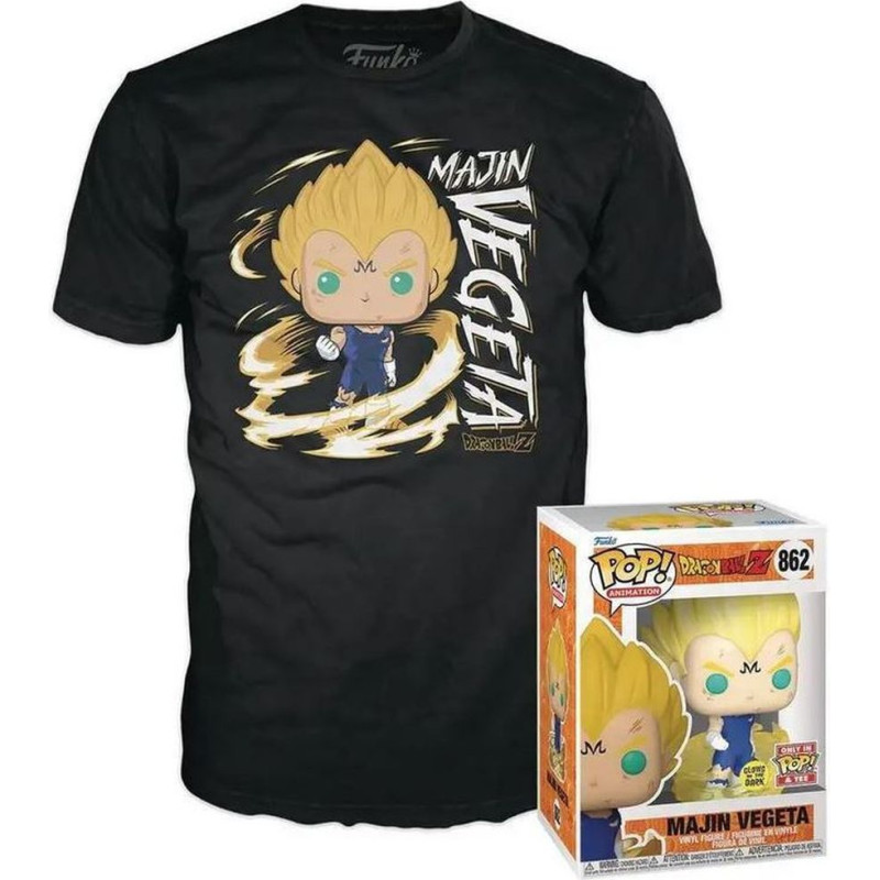 Funko Pop!  Tees (Adult): Dragon Ball Z - Majin Vegeta (Glows in the Dark) Vinyl Figure and T-Shirt (M)