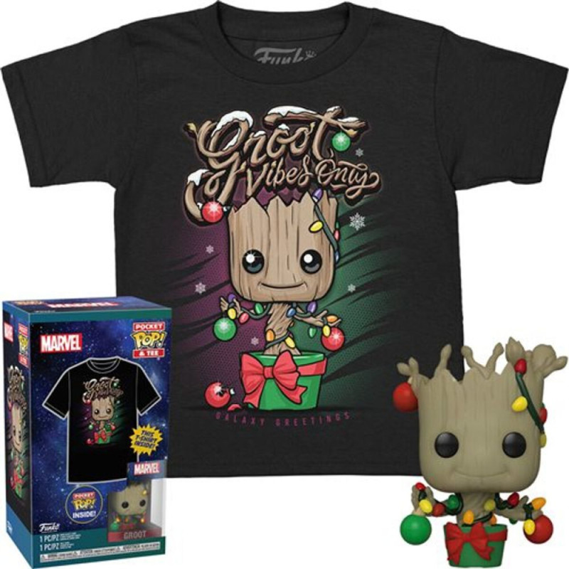 Funko Pocket Pop!  Tee (Child): Guardians of the Galaxy - Holiday Groot Vinyl Figure  T-Shirt (M)