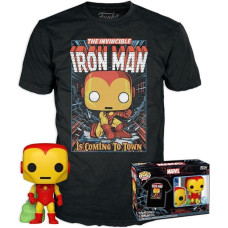 Funko Pop!  Tee (Adult): Marvel - Holiday Iron Man (Glows in the Dark) Vinyl Figure  T-Shirt (S)