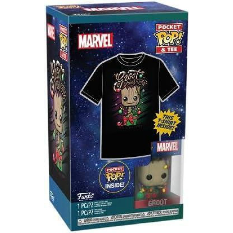 Funko Pocket Pop!  Tee (Child): Guardians of the Galaxy - Holiday Groot Vinyl Figure  T-Shirt (S)