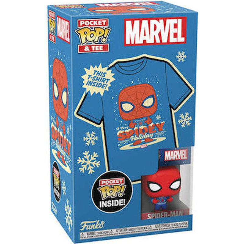 Funko Pocket Pop!  Tee (Child): Marvel - Holiday Spiderman Vinyl Figure  T-Shirt (M)