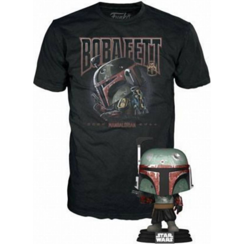 Funko Pop!  Tee (Adult): Disney Star Wars The Mandalorian - Boba Fett Bobble-Head Vinyl Figure and T-Shirt (M)