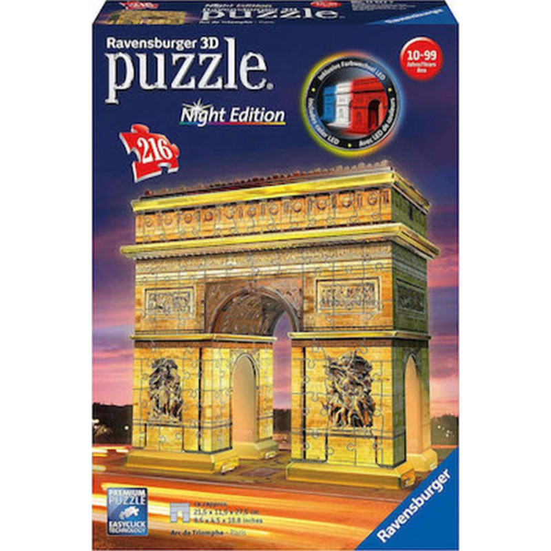 Ravensburger 3D Puzzle: Arc De Triomphe Night Edition (216pcs) (12522)