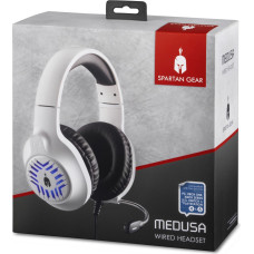 Enarxis Dynamic Media Spartan Gear - Medusa Wired Headset (compatible with PC, playstation 4, playstation 5, xboxone, xbox series x/s, switch) (color: White/Black)